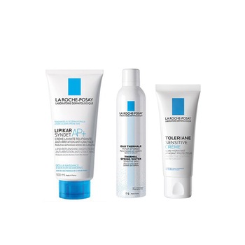 Kit de ingrijire pentru piele sensibila La Roche-Posay, Crema de spalare relipianta Lipikar Sydnet AP+ 100 ml, Apa termala 50 ml, crema hidratanta prebiotica Toleriane Sensitive 15 ml Kit de ingrijire pentru piele sensibila La Roche-Posay, Crema de spalare relipianta Lipikar Sydnet AP+ 100 ml, Apa termala 50 ml, crema hidratanta prebiotica Toleriane Sensitive 15 ml