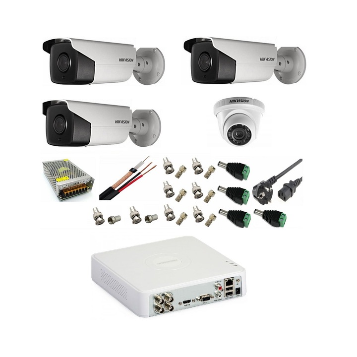 Sistem supraveghere mixt audio-video 3 camere Turbo HD 2MP DVR 4 canale 201901014338