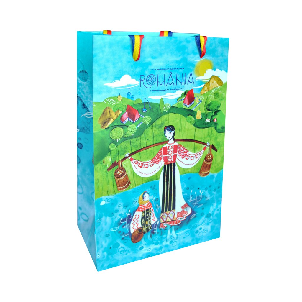 Punga din hartie, Magnetella, 15 x 23 x 8.5 cm, Peisaj pitoresc, multicolora