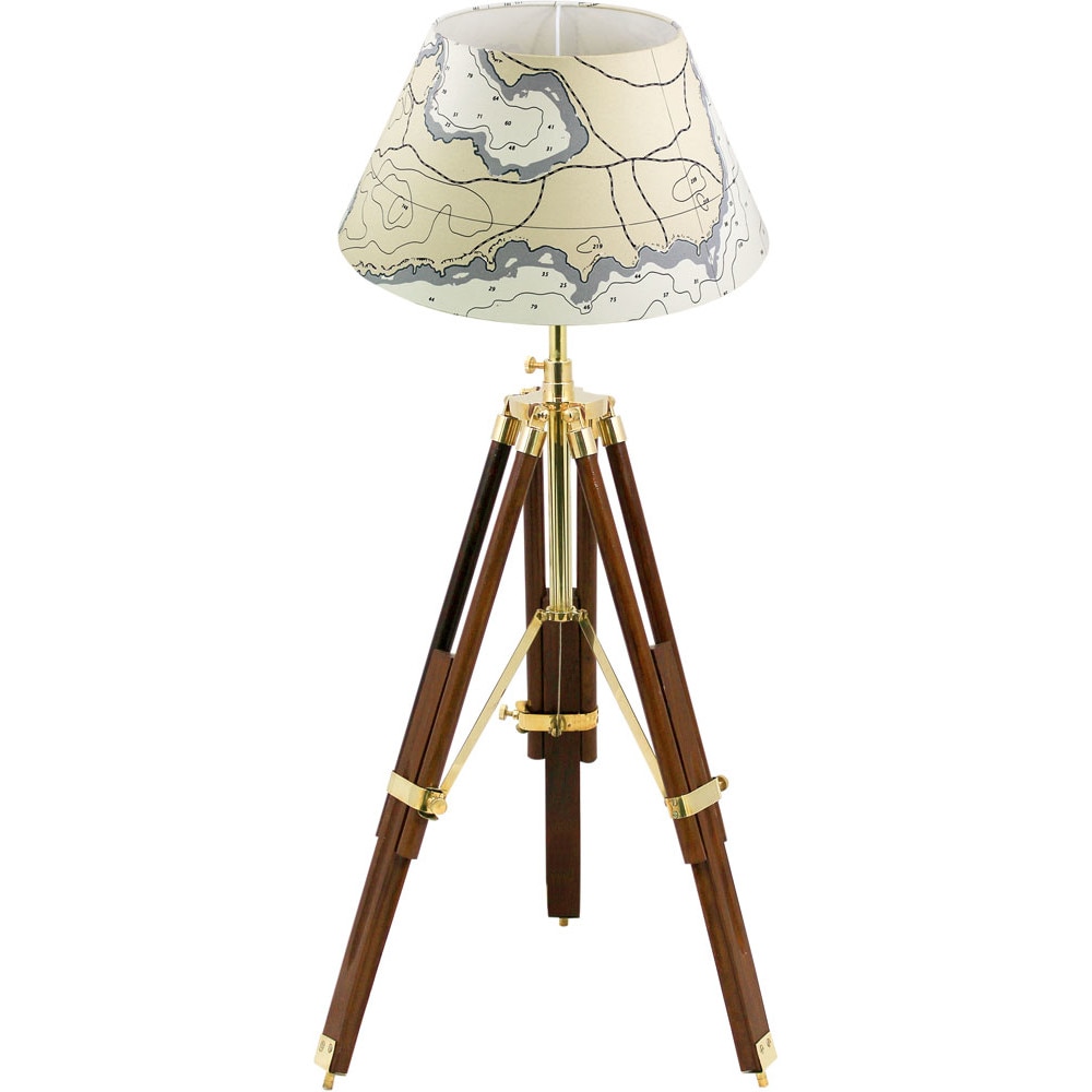 Lampa Sea Club cu trepied reglabil din lemn,abajur de iuta,H 94cm