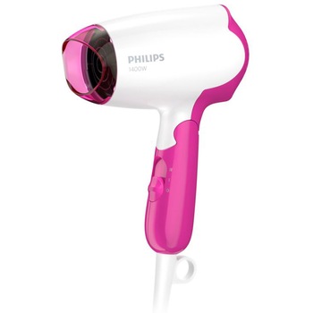 Uscator par Philips BHD003 / 00, DryCare Essential, 1400W, Maner rabatabil, alb / roz Uscator par Philips BHD003 / 00, DryCare Essential, 1400W, Maner rabatabil, alb / roz