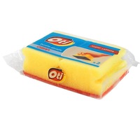 set 2 bureti cu canelura oti super clean dimensiuni 90x70x45 mm culoare galbena cu spuma poliuretanica si fibra abraziva burete curatare vase imagen 32_1_
0