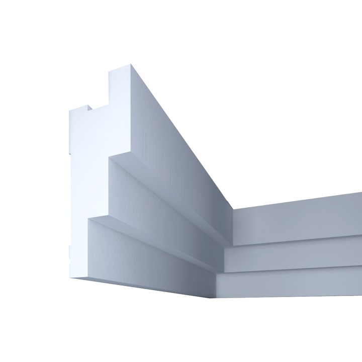 Bagheta decorativa pentru banda led din polistiren extrudat alb 46×115×2000mm , Bl14