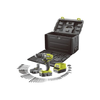 Masina de gaurit/insurubat cu 2 acumulatori 18V 1.3Ah si 100 accesorii R18DD3-213X Ryobi Masina de gaurit/insurubat cu 2 acumulatori 18V 1.3Ah si 100 accesorii R18DD3-213X Ryobi