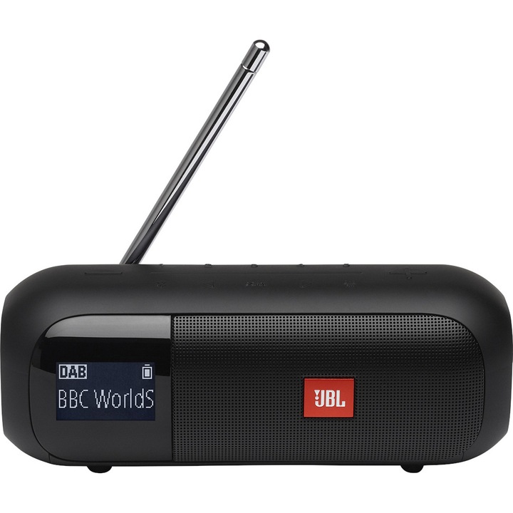 Radio portabil JBL Tuner 2, Bluetooth, DAB/FM, Rezistent la apa IPX7, Negru