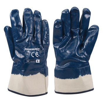 Manusi industriale, set 2 bucati, strat nitril gros, interior bumbac textil, L, albastre ,Silverline Manusi industriale, set 2 bucati, strat nitril gros, interior bumbac textil, L, albastre ,Silverline