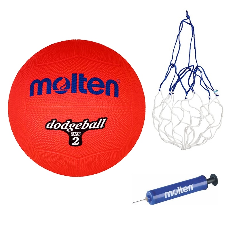 Minge dodgeaball Molten (ratele si vanatorii), rosie cu pompa si plasa