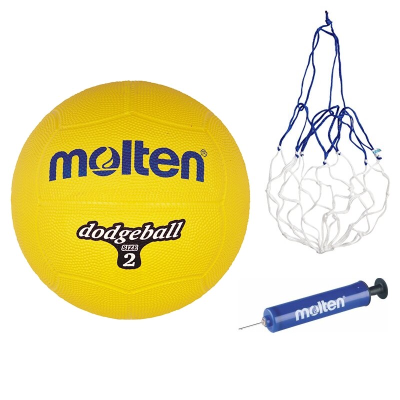 Minge dodgeaball Molten (ratele si vanatorii), galben, pompa si plasa