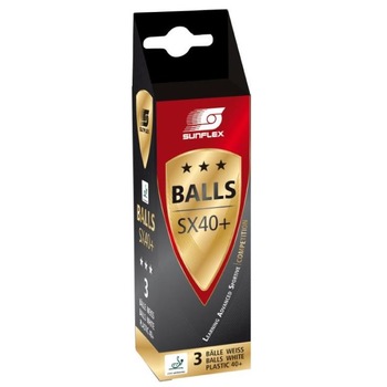 Set 3 mingi tenis de masa Sunflex 3 stele SX40+, ITTF, plastic Set 3 mingi tenis de masa Sunflex 3 stele SX40+, ITTF, plastic