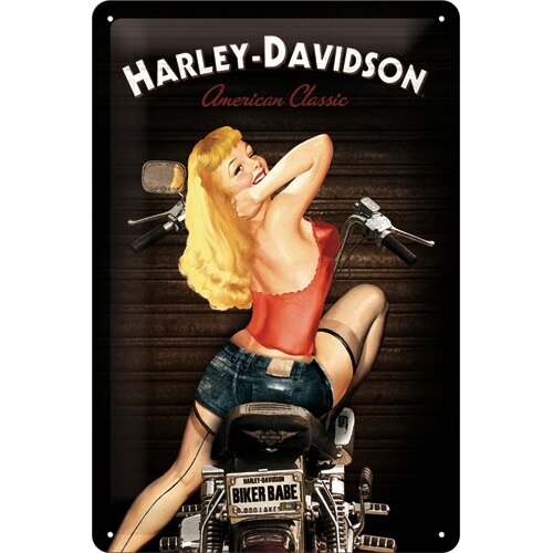 Placa metalica - Harley-Davidson Biker Babe - 20x30 cm