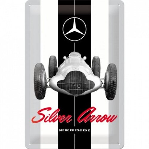 Tablou Placa metalica - Mercedes Benz - Silver Arrow - 20x30 cm