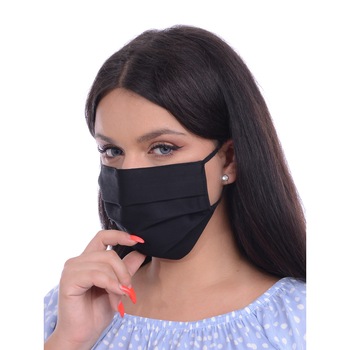 Masca neagra din bumbac, cu buzunar intern pentru filtru, reutilizabila, Dress To Impress Masca neagra din bumbac, cu buzunar intern pentru filtru, reutilizabila, Dress To Impress