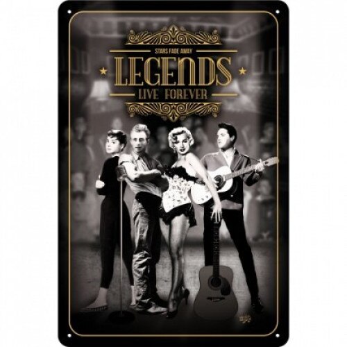 Tablou placa metalica - Legends Live Forever - 20x30 cm