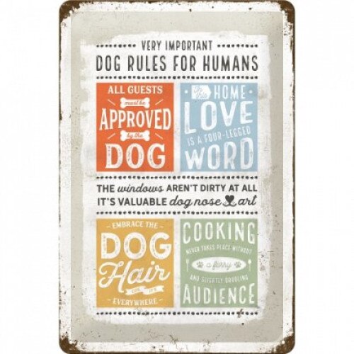 Tablou placa metalica - Dog Rules- 20x30 cm