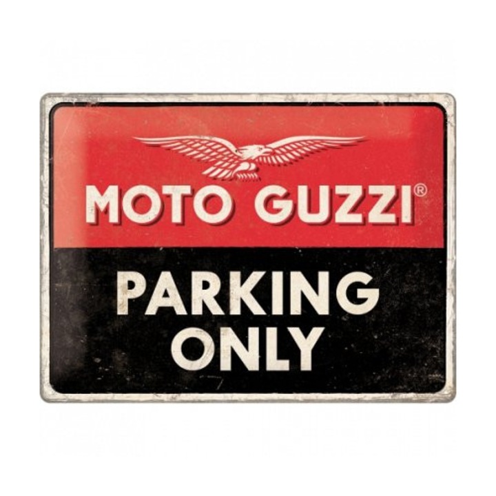 Tablou placa metalica - Moto Guzzi - Parking Only- 30x40 cm