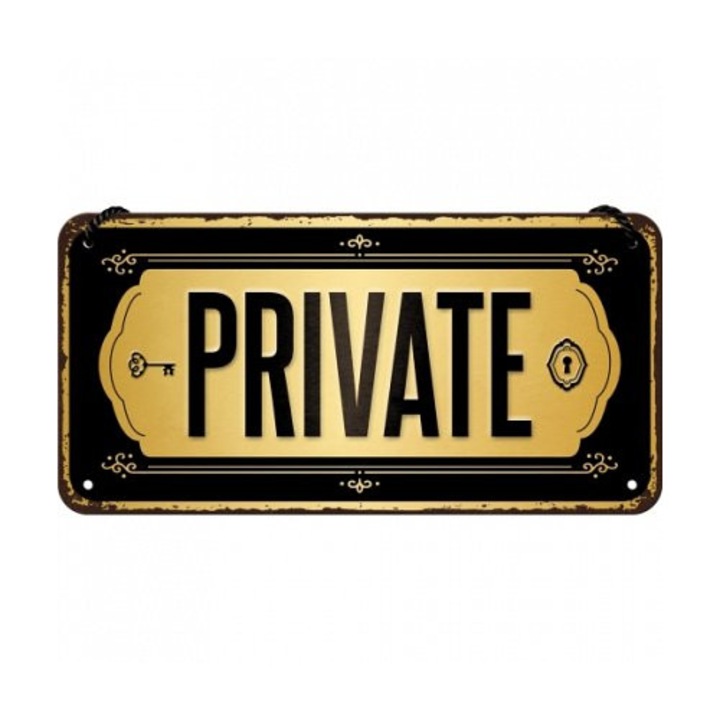 Placa metalica cu snur - Private - 10x20 cm