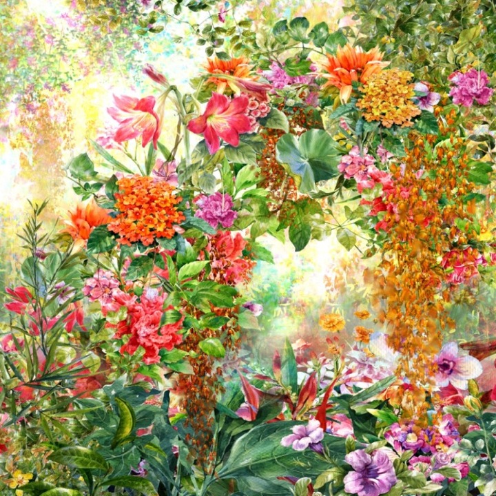 Media "Virágok 68" vászonfestmény, 45 x 45 cm