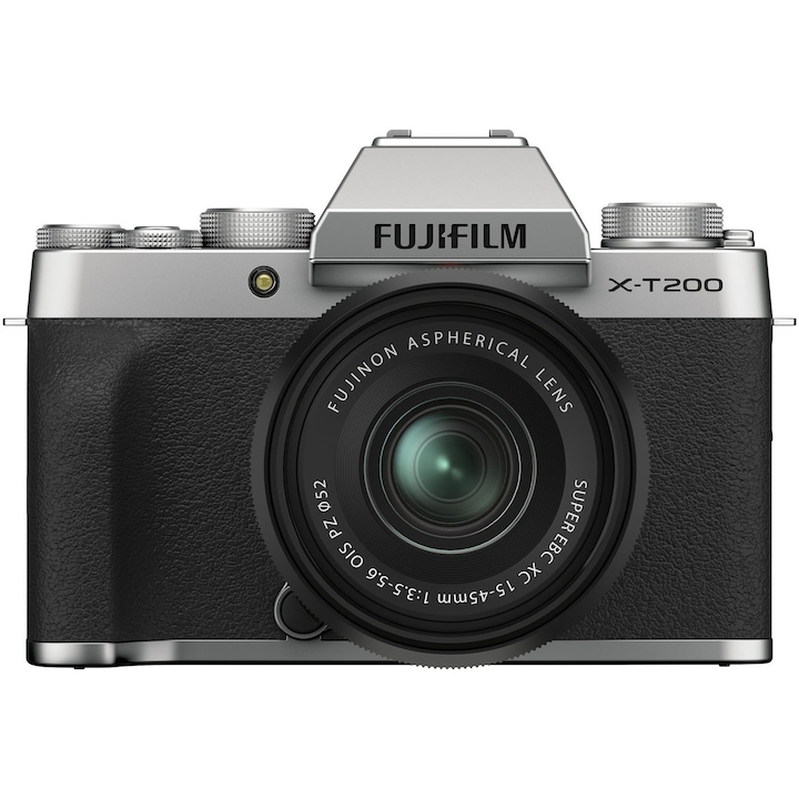 Fujifilm X-T200 Tükör nélküli fényképezőgép, 24.2 MP, 4K, Ezüst + XC 15-45 mm objektív