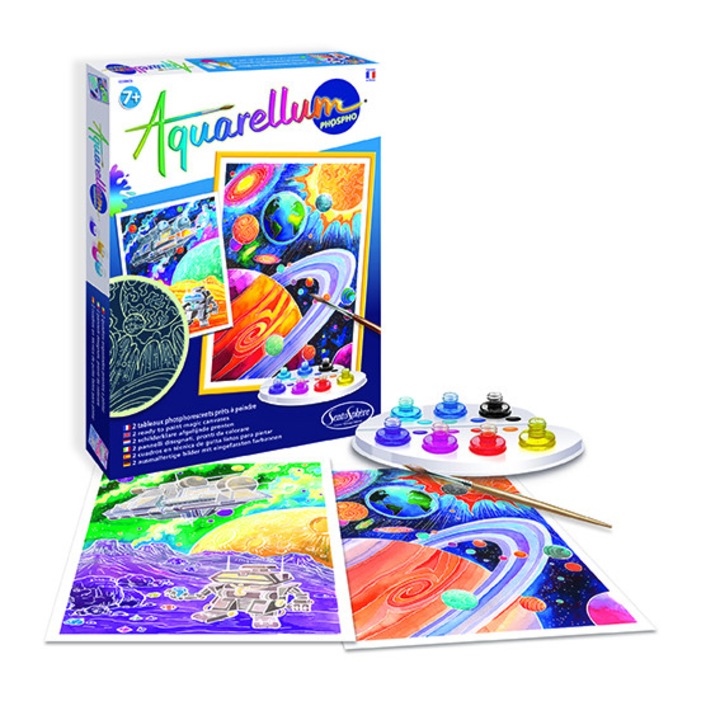 Фосфоресциращ комплект за рисуване Aquarellum, Space, 8 години +, Sentosphere