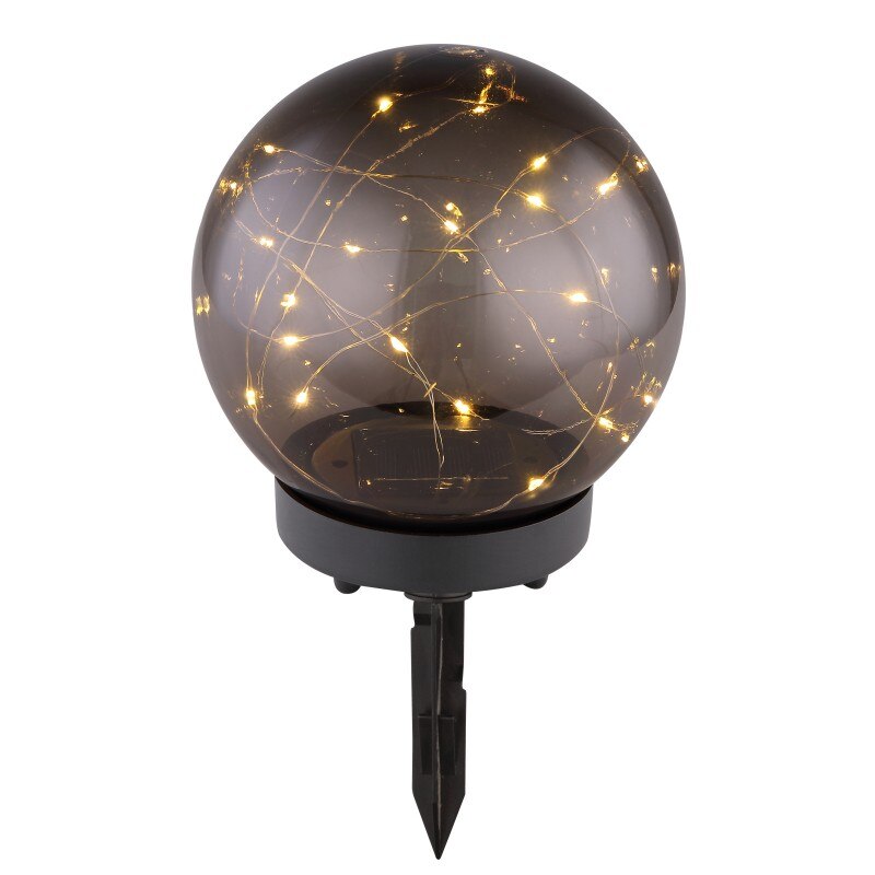 Glob solar, Globo Lighting, 20 microLED-uri, abajur fumuriu 15 cm, suport fix, IP44