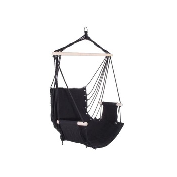 Hamac tip scaun suspendat, din bumbac cu cotiere, 150kg, 130x90 cm, negru Hamac tip scaun suspendat, din bumbac cu cotiere, 150kg, 130x90 cm, negru