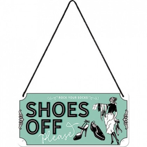 Tablou metalic cu snur - Shoes Off - 10x20 cm