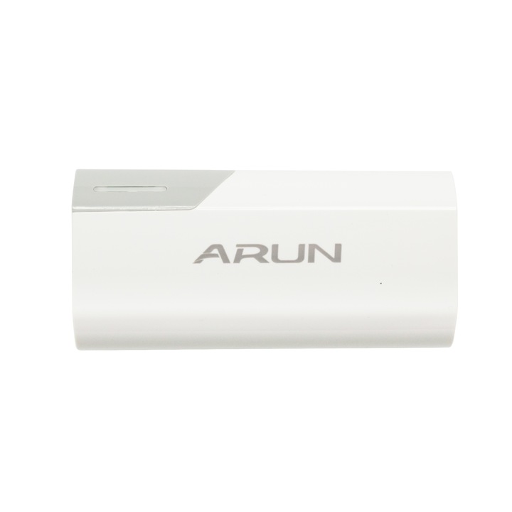 Arun Y38 külső akkumulátor, 5600 mAh, 2 USB port / Micro USB LED jelző, gyorstöltés fehér/szürke