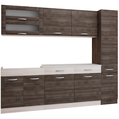 Set Bucatarie Irim Lara, 240x47x202 cm, Sonoma dark