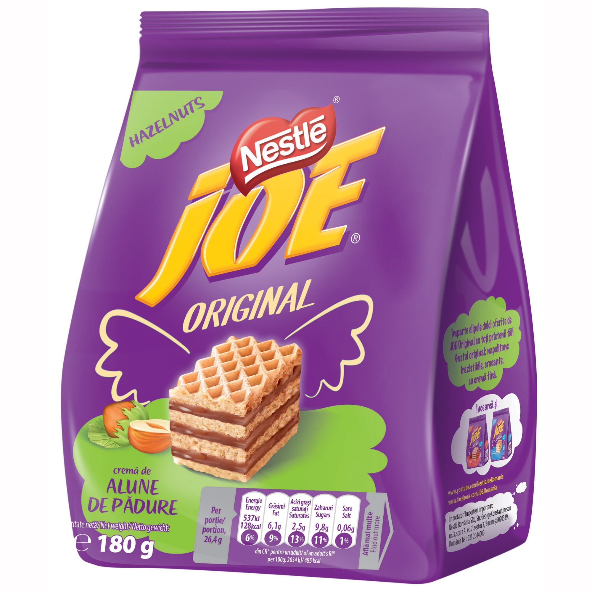 Napolitane cu crema de alune Joe, 180g