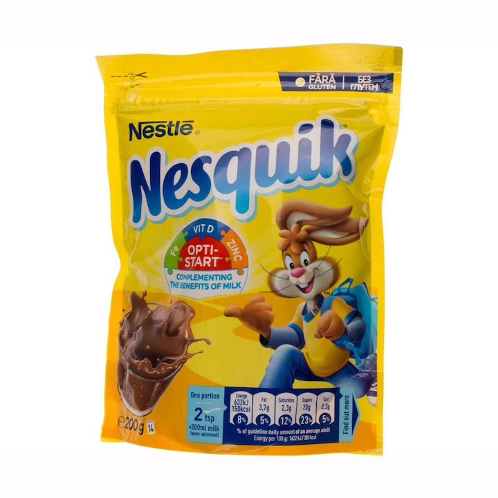 Cacao instant cu vitamine si minerale Nesquik Opti-Start, 200g