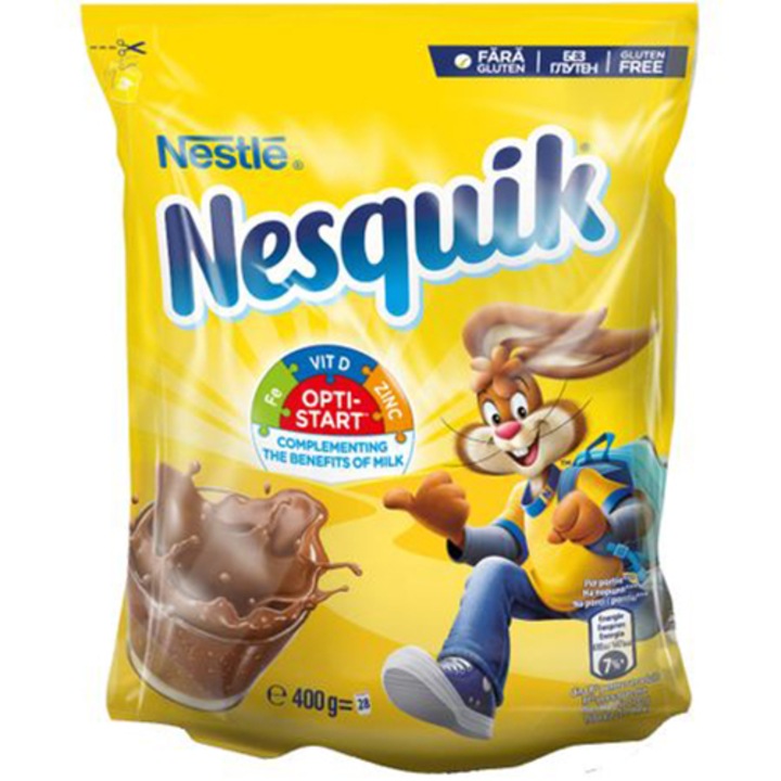 Cacao instant cu vitamine si minerale Nesquik Opti-Start, 400g
