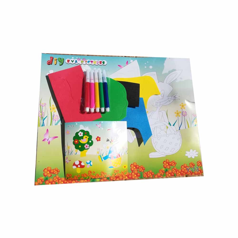 Set de creatie pentru copii - Tablou din carton buretat autocolant cu set de carioci