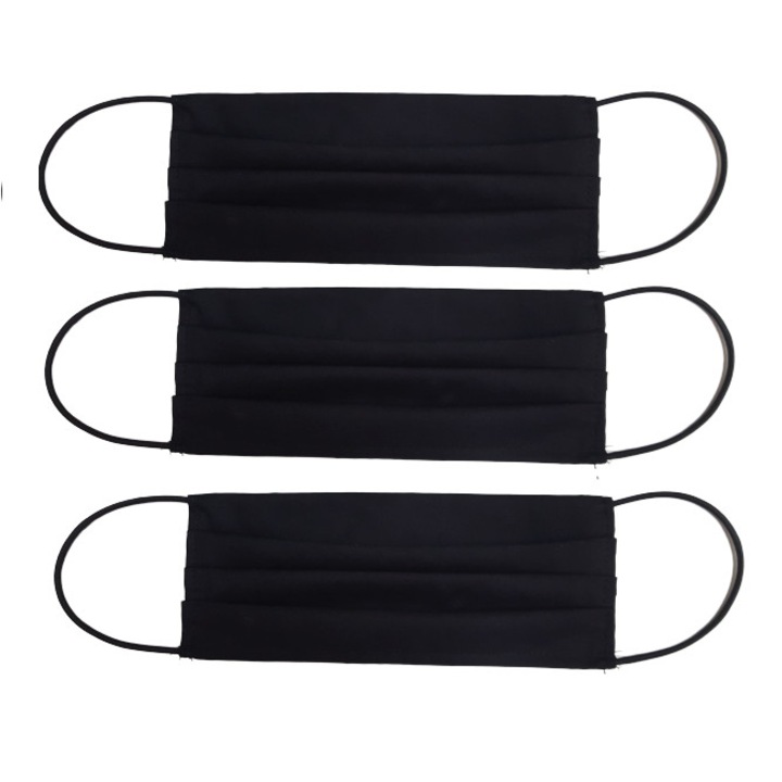 Set 3 masti de protectie reutilizabile, Super Zece, bumbac, negru, 2 straturi