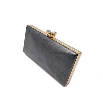 Clutch elegant cu inchidere tip floare, Tia accesorii, gri/metalic Clutch elegant cu inchidere tip floare, Tia accesorii, gri/metalic