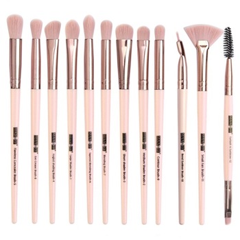 Set 12 pensule pentru machiaj profesional si incepatori Make-up Rose Set 12 pensule pentru machiaj profesional si incepatori Make-up Rose