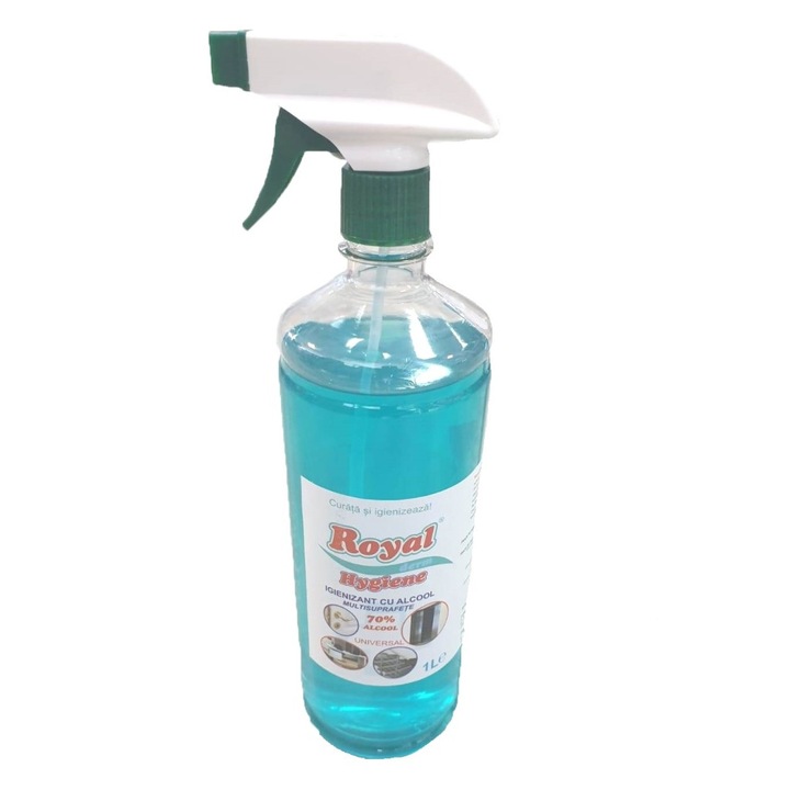 Alkohol alapú fertőtlenítő oldat, minimum 70%, professzionális, többfelületű, permetező, 1L, Royal Hygiene