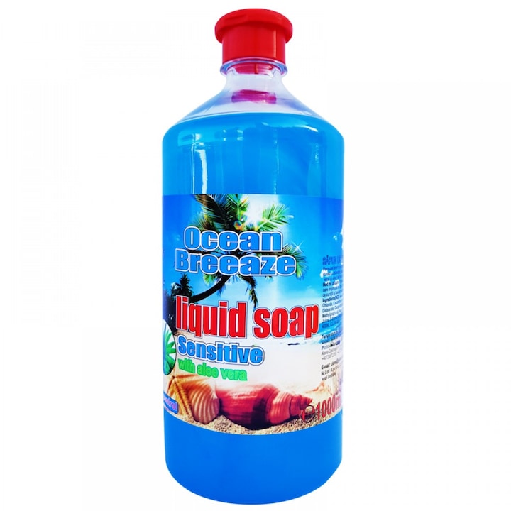 Течен сапун, резерва 1000мл, капачка с капкомер, Ocean Breeze, екстракт от Алое Вера, PH - контрол, Chloret