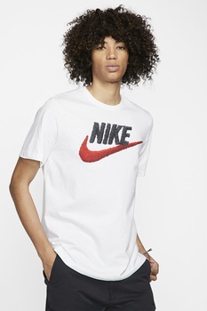 Nike, Tricou cu logo 33, Alb/Negru/Rosu