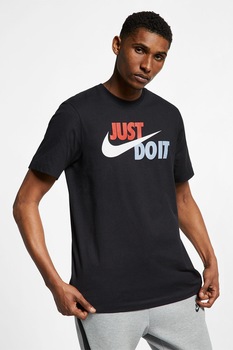 Nike, Tricou cu imprimeu logo Swoosh, Negru Nike, Tricou cu imprimeu logo Swoosh, Negru