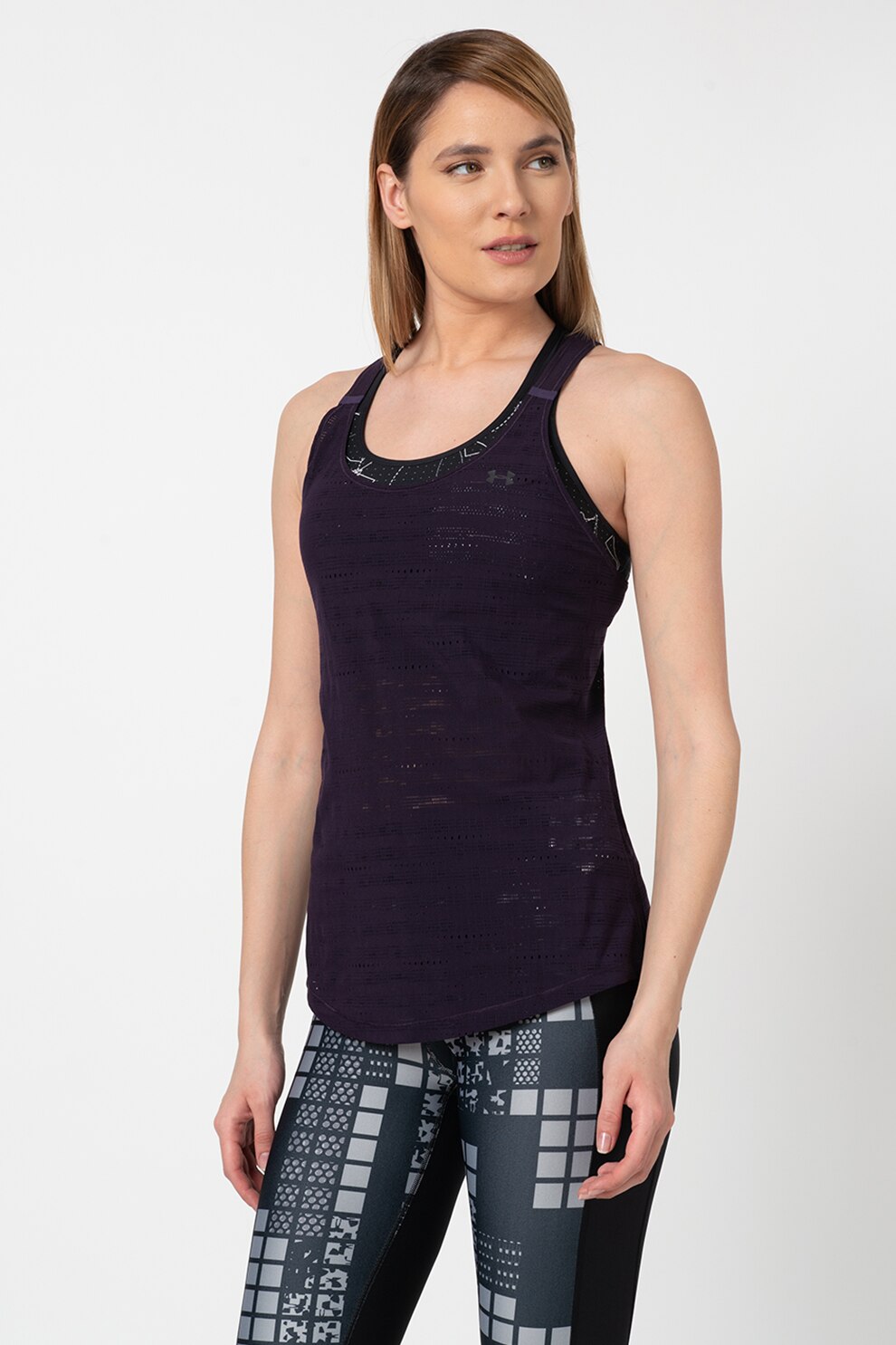 Under Armour, Top pentru fitness Heat Gear Supervent, Violet