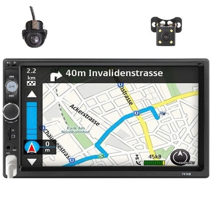 Pachet Mp5 Player cu camera marsalier si camera fata incastrabila Dome, Rtm Online, Bluetooth, 4 x 60 W, Format 2 din, 7 Inch, Mirrorlink