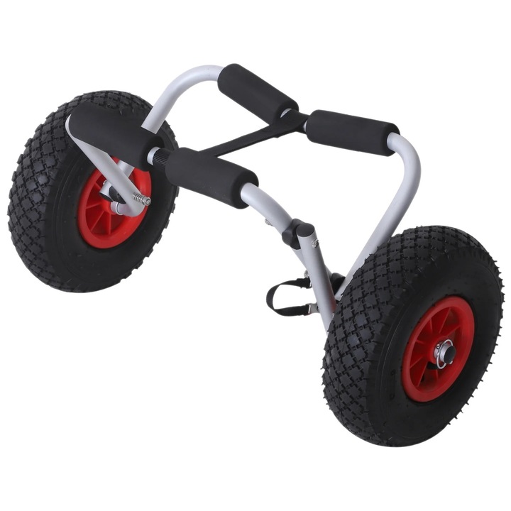 Carucior Kayak pliabil Kayak 25 cm in aluminiu Max 60 kg, argintiu si negru 60x30x37cm