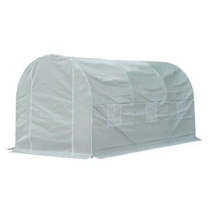 Sera de gradina pentru tunel exterior pentru plante din PE cu tevi de fier, alb, 450x200x200cm