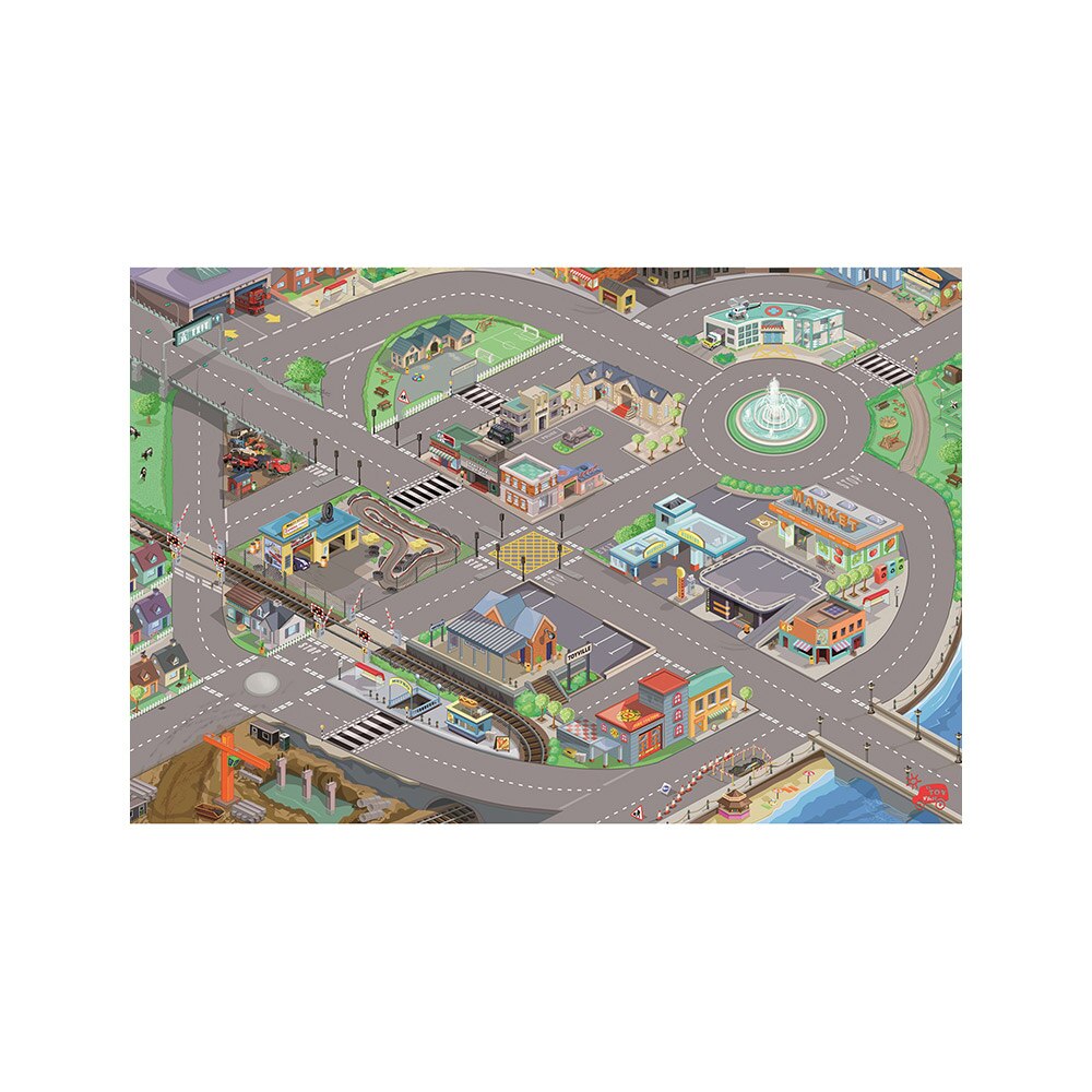 Covoras copii, Le Toy Van, cu masini, 120 x 80 cm, impermeabil