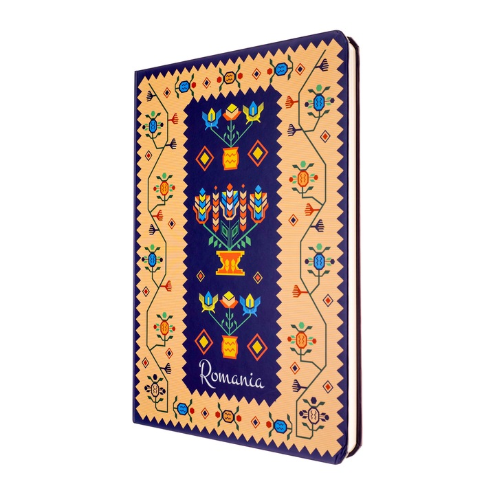 Agenda nedatata, Magnetella, foi albe - veline, 13,8 x 19,6 cm, 72 file, Covor oltenesc