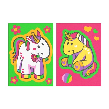 Pictura pe numere - Unicornii verde si roz, set 2 piese - 33 x 23 cm Pictura pe numere - Unicornii verde si roz, set 2 piese - 33 x 23 cm
