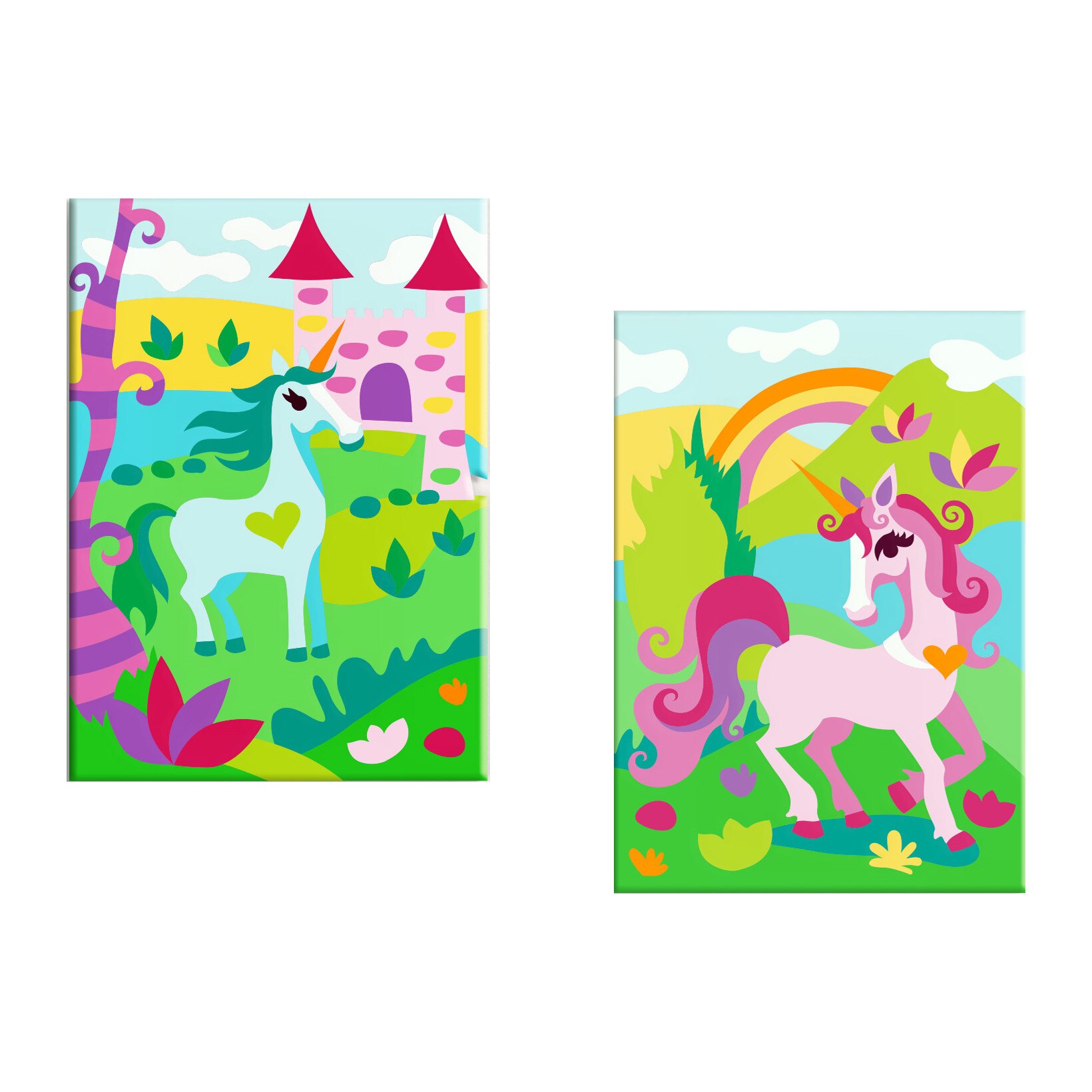Pictura pe numere - Unicornii de basm, set 2 piese - 33 x 23 cm