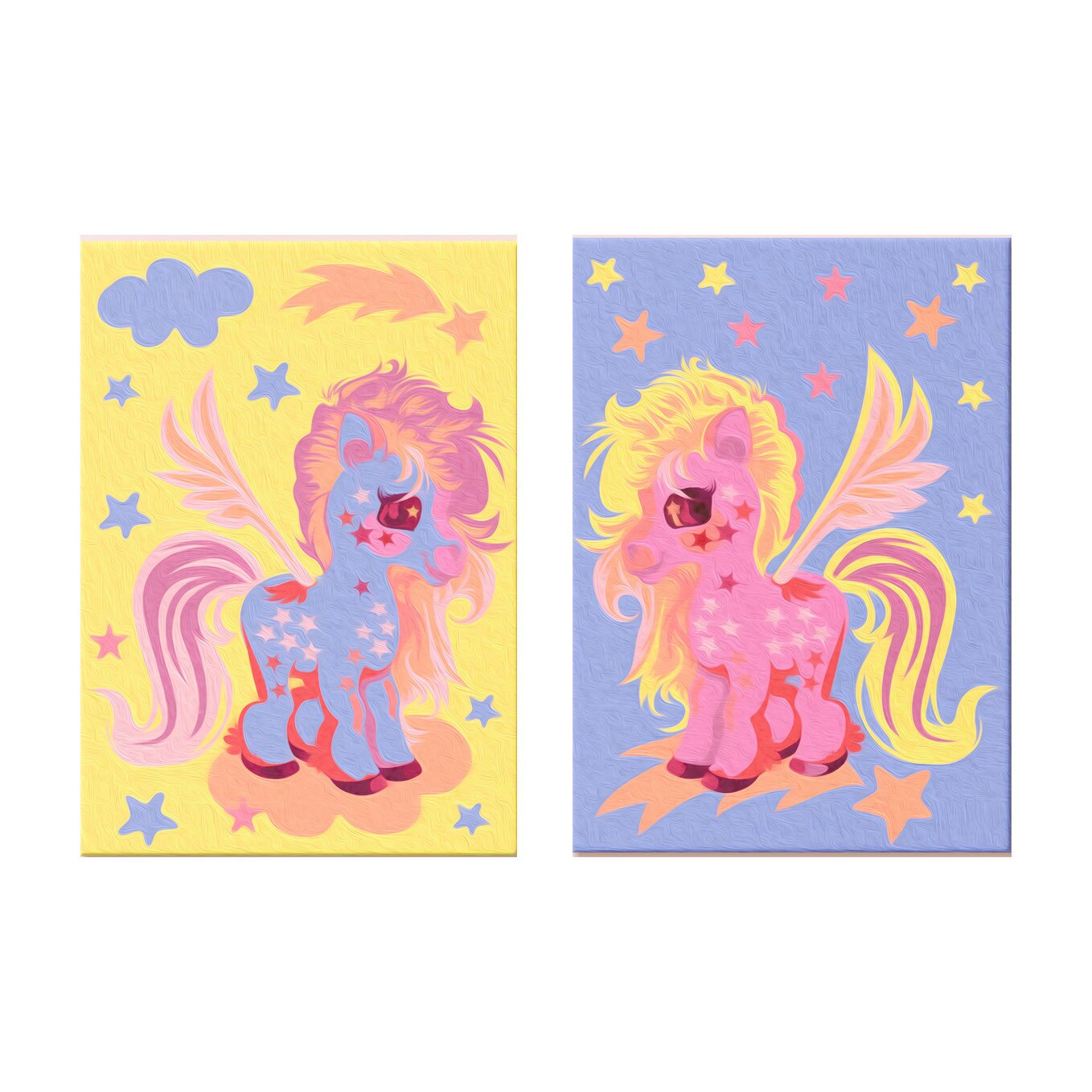 Pictura pe numere - Unicorni magici, set 2 piese - 33 x 23 cm