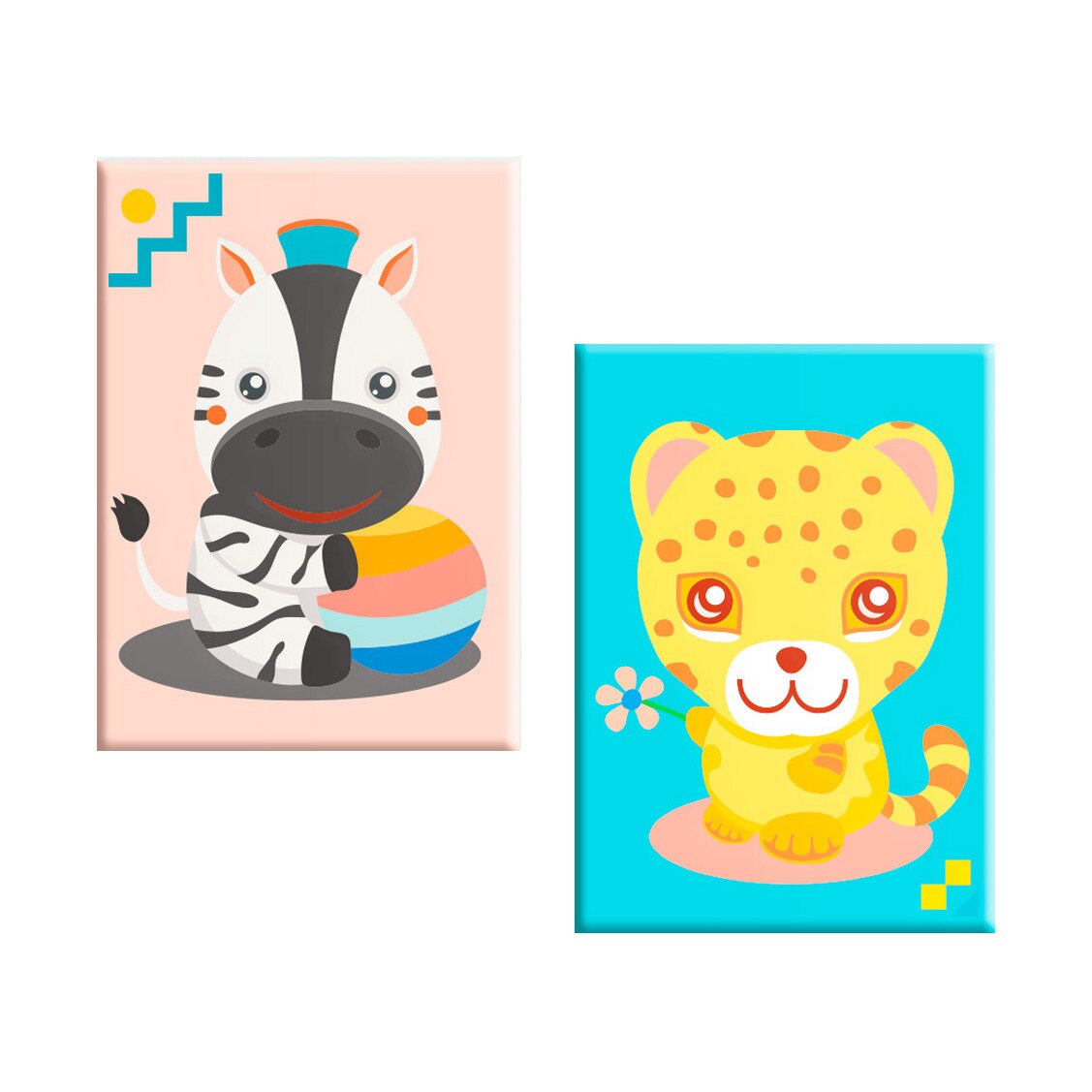 Pictura pe numere - Zebra si leopard, set 2 piese - 33 x 23 cm