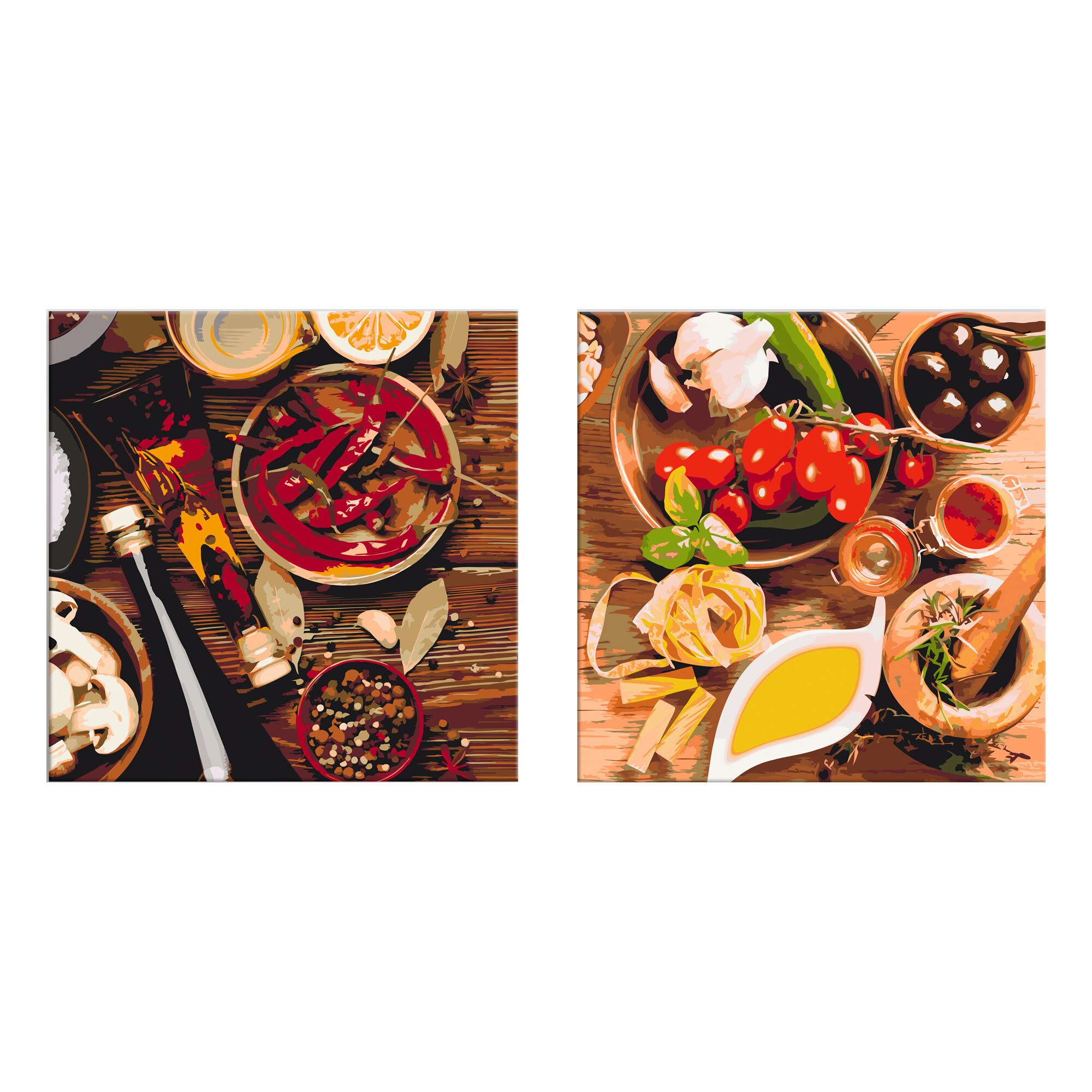 Pictura pe numere - Condimente colorate, set 2 piese - 80 x 40 cm